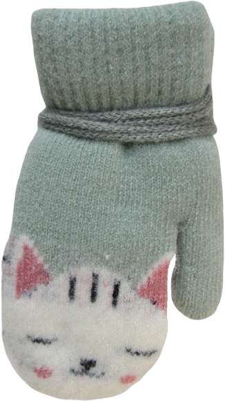 Cat Print Mitten Set