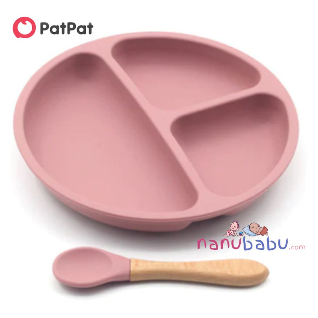 Patpat-1Pc/2Pcs Baby Toddler Silicone Divided Plates Feeding Safe Kids Dishes Dinnerware