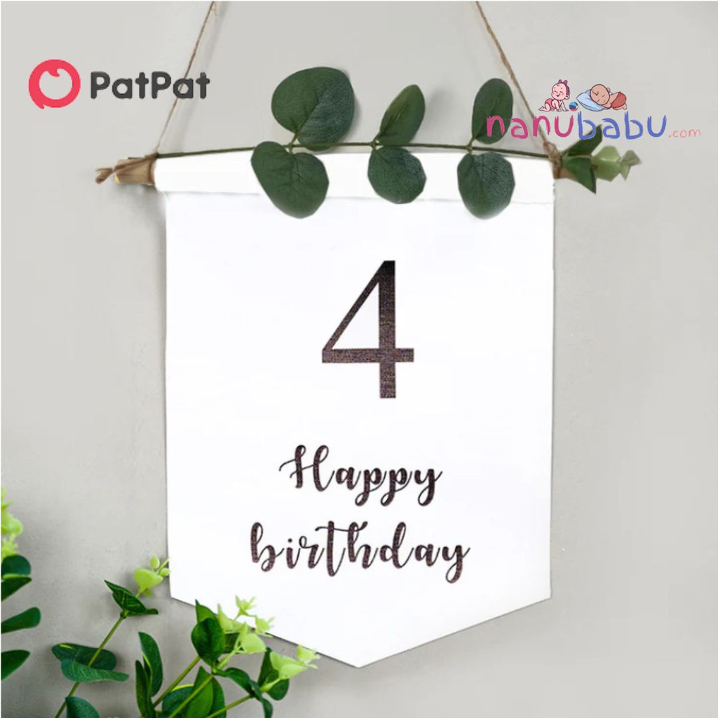 Patpat-Happy Birthday Wall Hanging Flags Birthday Number Banner Sign Decor Party Supplies for Baby Girls Boys