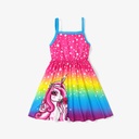 Patpat-Kid Girl Unicorn Star Print Colorblock Slip Dress-3nb14-20597166