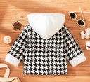 Baby Boy/Girl Fleece Hooded Long-sleeve Houndstooth Coat