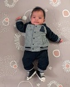 2pcs Baby Letter Patch Raglan Sleeve Cotton Jacket and Trousers Set