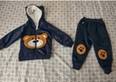 2-piece Toddler Boy Bear Embroidery Ear Decor Fluffy Jacket and Pants Casual Set