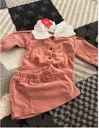 2pcs Solid Doll Collar Corduroy Long-sleeve Baby Set