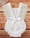 Patpat-(2nb1-19055793)Baby Girl 95% Cotton Crepe Lace and Bowknot Decor Sleeveless Romper