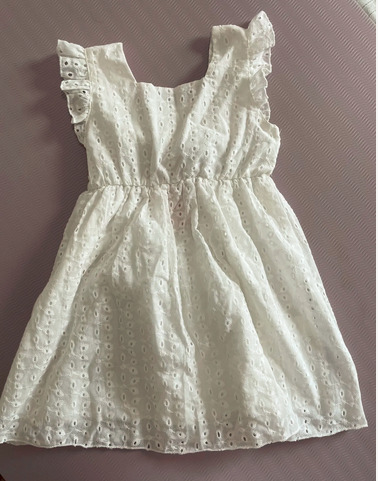 100% Cotton White Hollow-Out Floral Embroidered Ruffle Sleeveless Dress for Mom and Me - 3nb21 - 203885