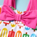 Baby Girl Allover Colorful Popsicle Print Bow Front One-piece Swimsuit