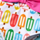 Baby Girl Allover Colorful Popsicle Print Bow Front One-piece Swimsuit