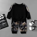 2pcs Toddler Boy Camouflage Set with Avant-garde Fabric Stitching