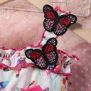 Toddler Girls Butterfly Smocking Sweet Animal Print Hanging Strap Dress