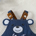 Baby Boy 100% Cotton Bear Embroidery Bow Decor Denim Overalls 