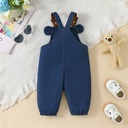 Baby Boy 100% Cotton Bear Embroidery Bow Decor Denim Overalls 