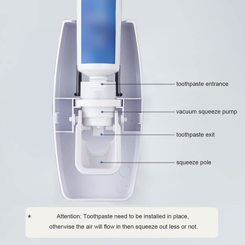 2Pcs Toothpaste Dispenser & Toothbrush Holder Wall Mounted Automatic Toothpaste Squeezer Kit