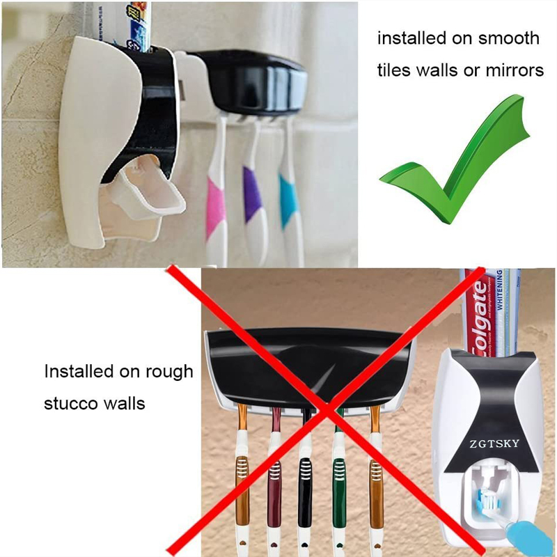 2Pcs Toothpaste Dispenser & Toothbrush Holder Wall Mounted Automatic Toothpaste Squeezer Kit