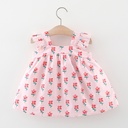 Baby Girl 100% Cotton Allover Floral Print Big Bow Front Flutter-sleeve Dress 