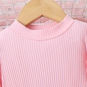 2PCS Toddler Girl Sweet  Solid Color Puff Sleeve Suit Dress 