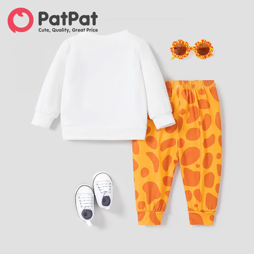 2PCS Baby Girl Childlike Animal Giraffe Pattern Top/ Pant Set