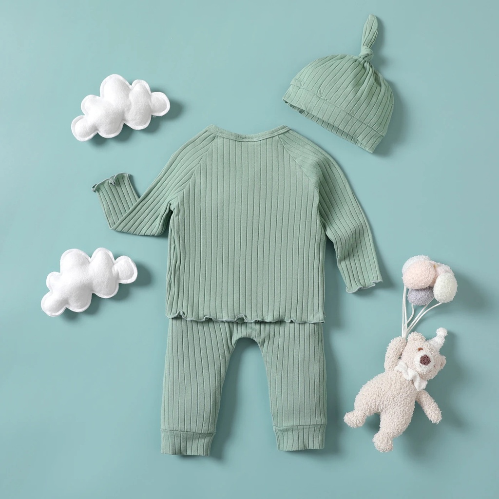 2pcs Baby Girl/Boy Casual Solid Color Set 