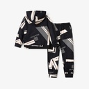 2pcs Kid Boy Allover Letter Print Hoodie Sweatshirt and Pants Set