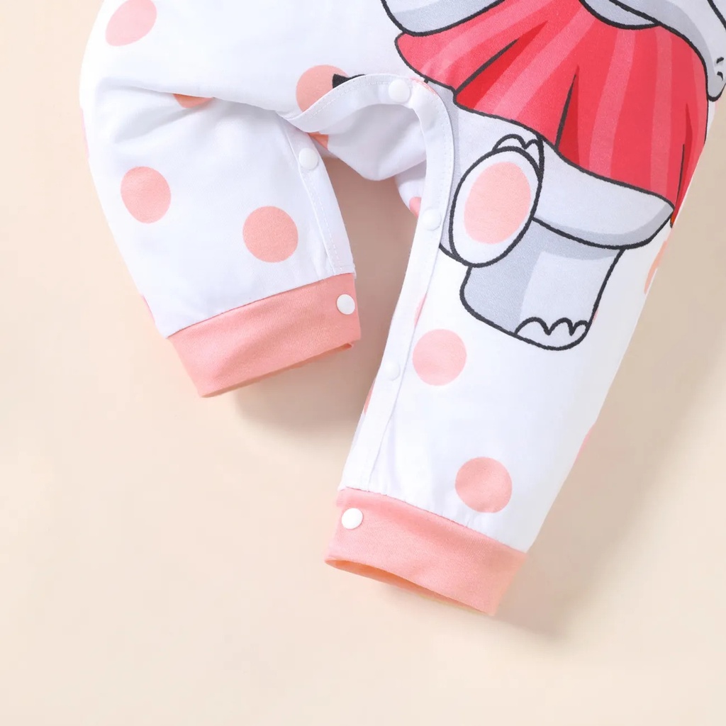 Baby Boy/Girl Cartoon Elephant Print Short-sleeve Jumpsuit