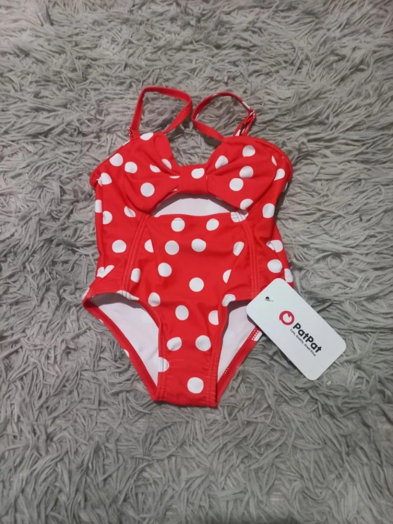 Baby Girl Allover Polka Dot Print Cut Out One-Piece Swimsuit