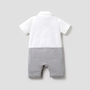 100% Cotton Faux-two Design Bow Tie Decor Short-sleeve Baby Romper