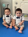 100% Cotton Faux-two Design Bow Tie Decor Short-sleeve Baby Romper