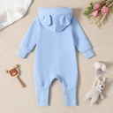 Baby Boy/Girl Bear Temp-Sensing Print 3D Ear Hooded Jumpsuit