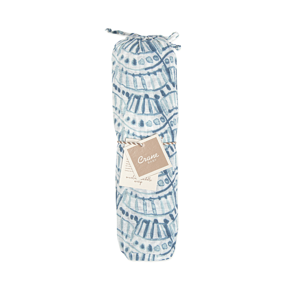 Crane Caspian Single Swaddle Wraps (Indigo Print)