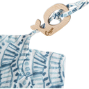 Crane Whale Wooden Teether & Muslin Indigo Print Security Blanket
