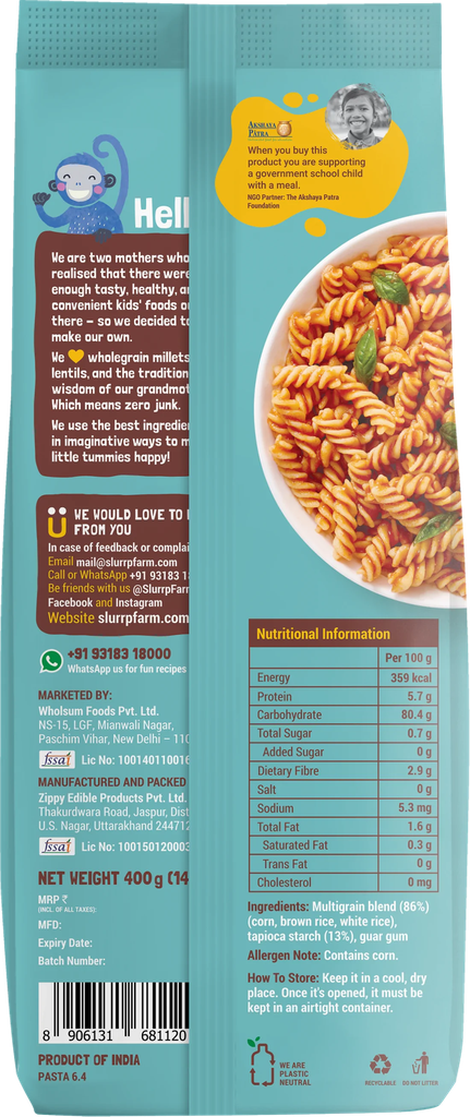 Slurrp Farm Multigrain Fusili Pasta 400g