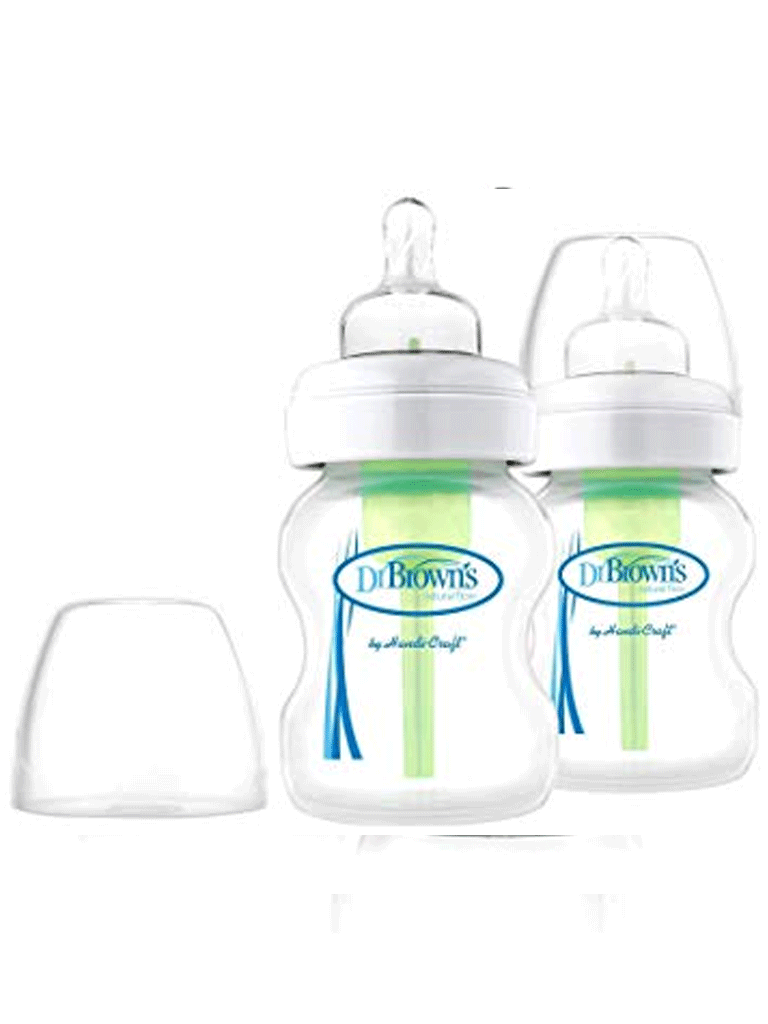 DR BROWN 5 oz/150 ml Options+ Wide-Neck Bottle, PP, 2-Pack