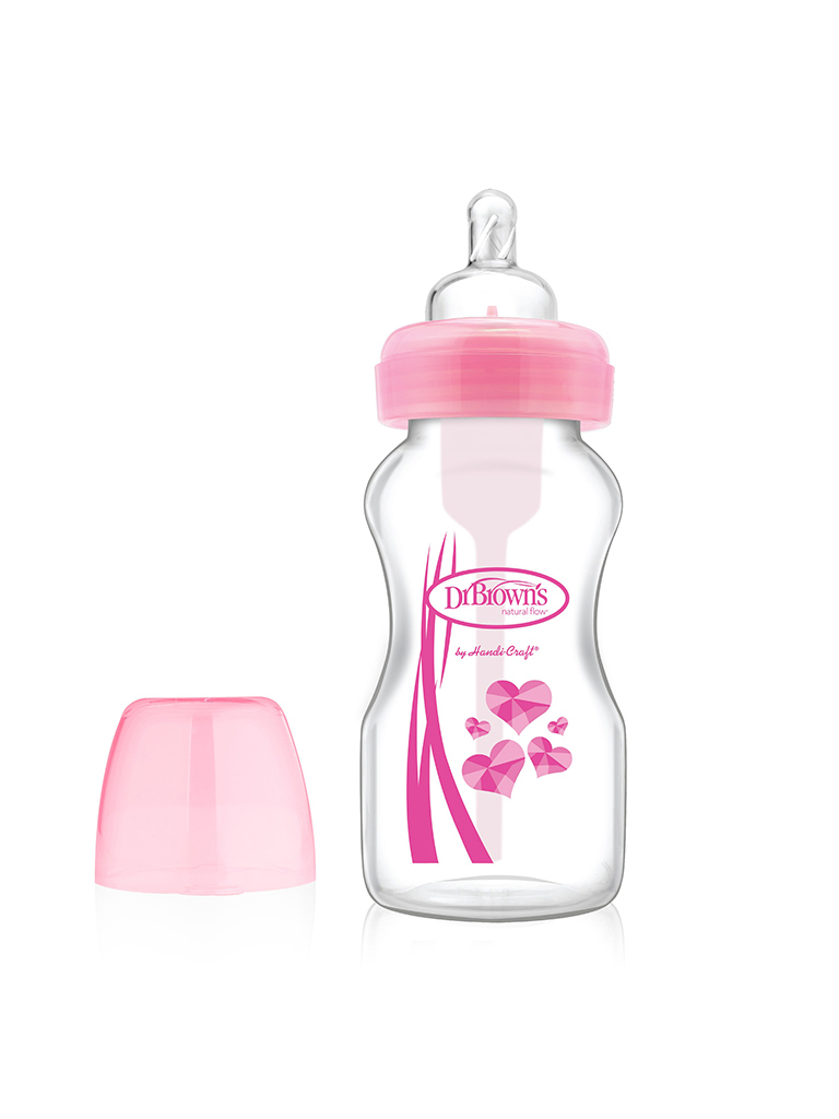 DR BROWN9 oz / 270 ml PP Wide-Neck "Options" Transition Bottle w/ Sippy Spout - Pink, 1-Pack