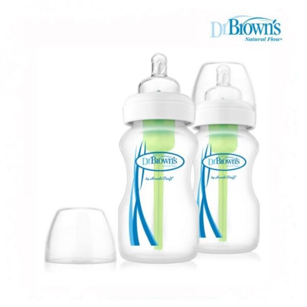 DR BROWN 9 oz/270 ml Options+ Wide-Neck Bottle, PP, 2-Pack