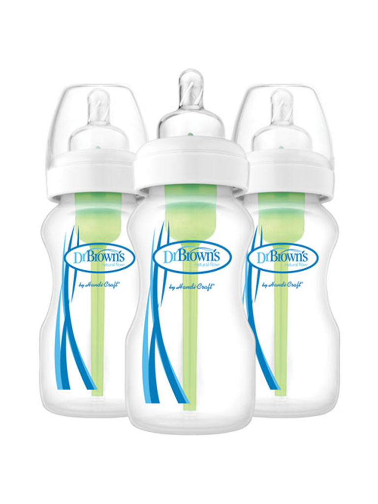 DR  BROWN 9 oz / 270 ml PP Wide-Neck "Options" Baby Bottle, 3-Pack