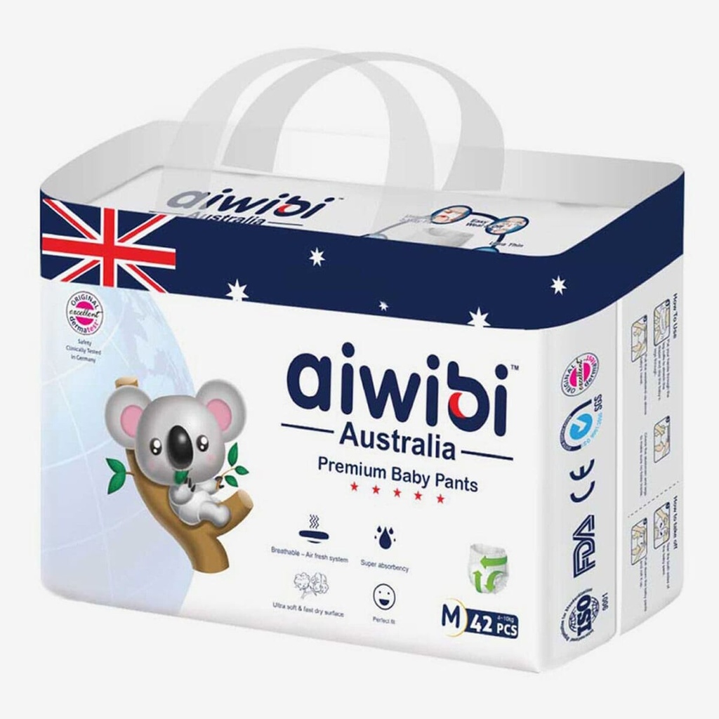 Aiwibi Australian Premium Diapers Baby Pants- Medium 42 Pcs (AW)