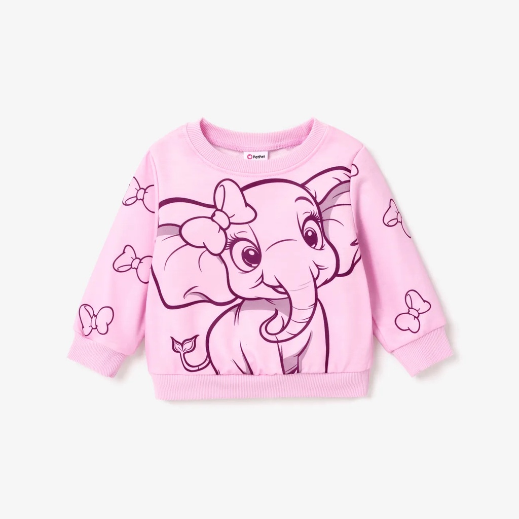 Baby Girl Elephant/Bear Animal print Pullover Sweatshirt
