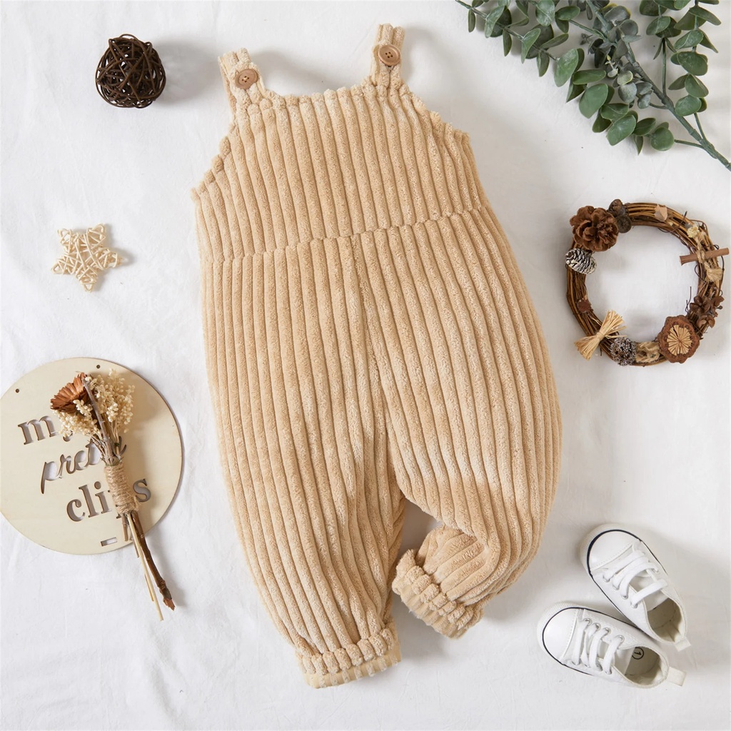 Baby Boy/Girl Solid Ribbed Fleece Overalls