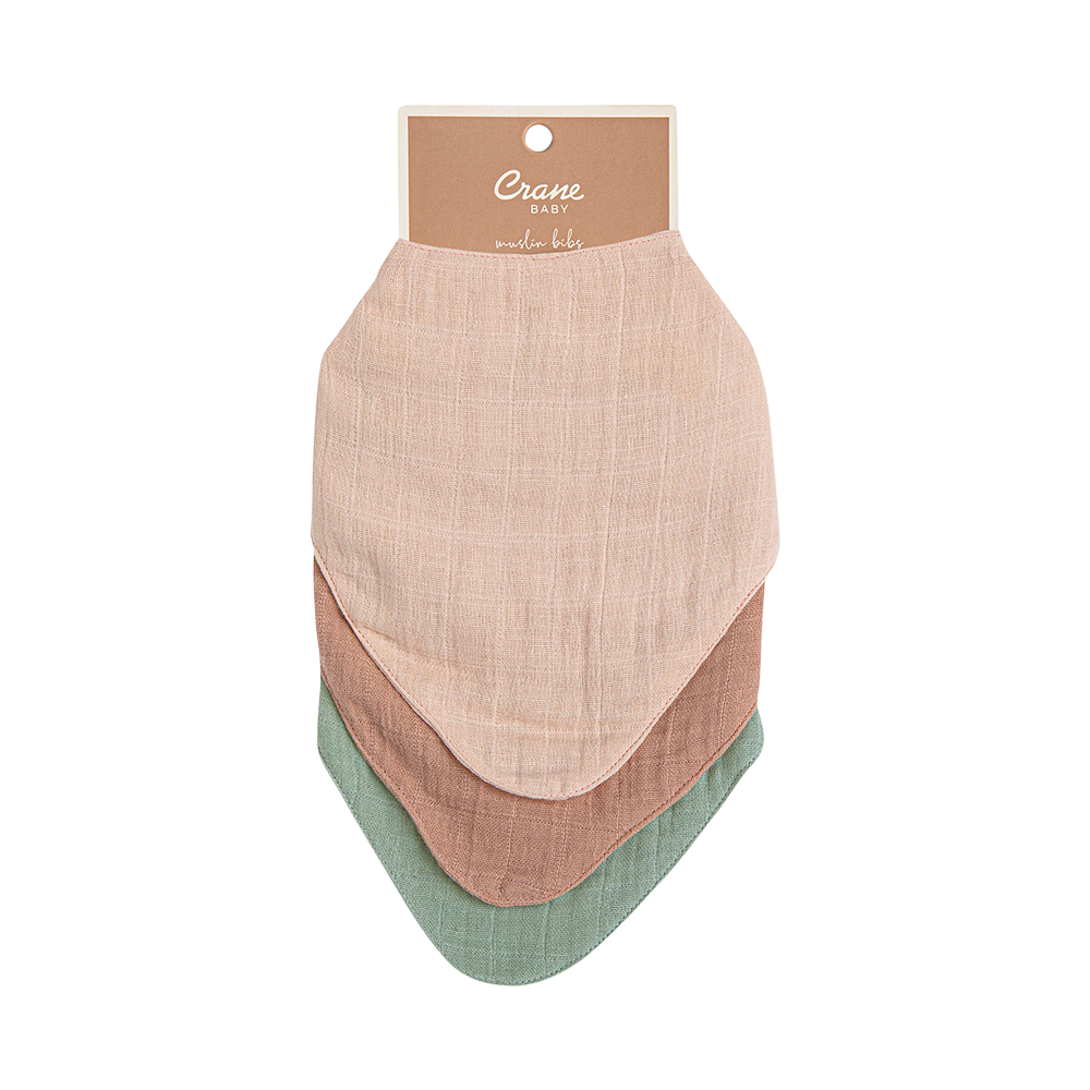 Crane Muslin 3Pc Bib Set - Rose