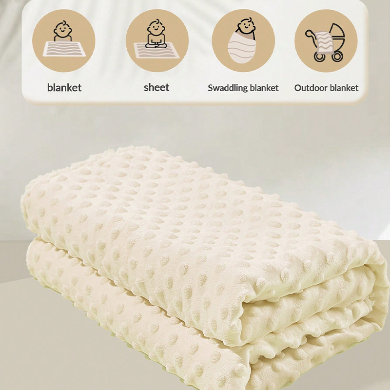 Baby Lamb Cashmere Double-Layer Blanket with 3D Polka Dot Design for Comfortable and Peaceful Sleep