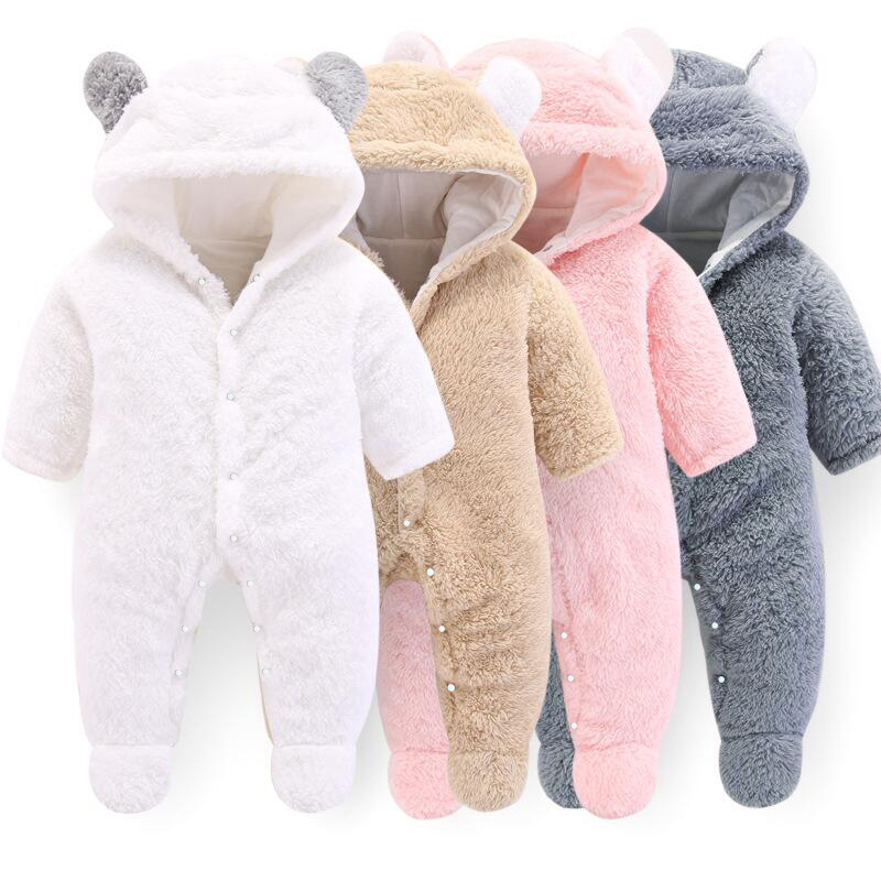 Baby Boy/Girl Bear Style Hooded Fleece Jumpsuit