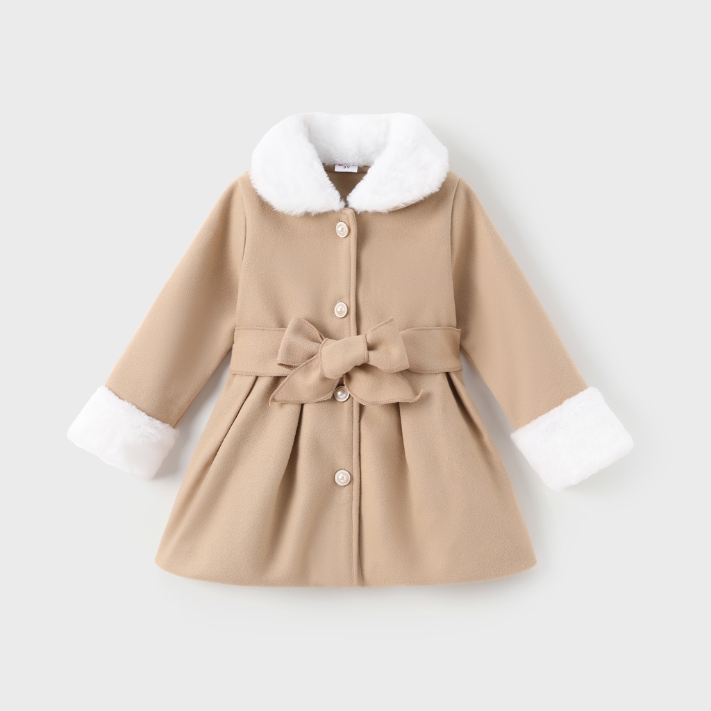 Toddler Girl Sweet Button Design Woolen Coat 