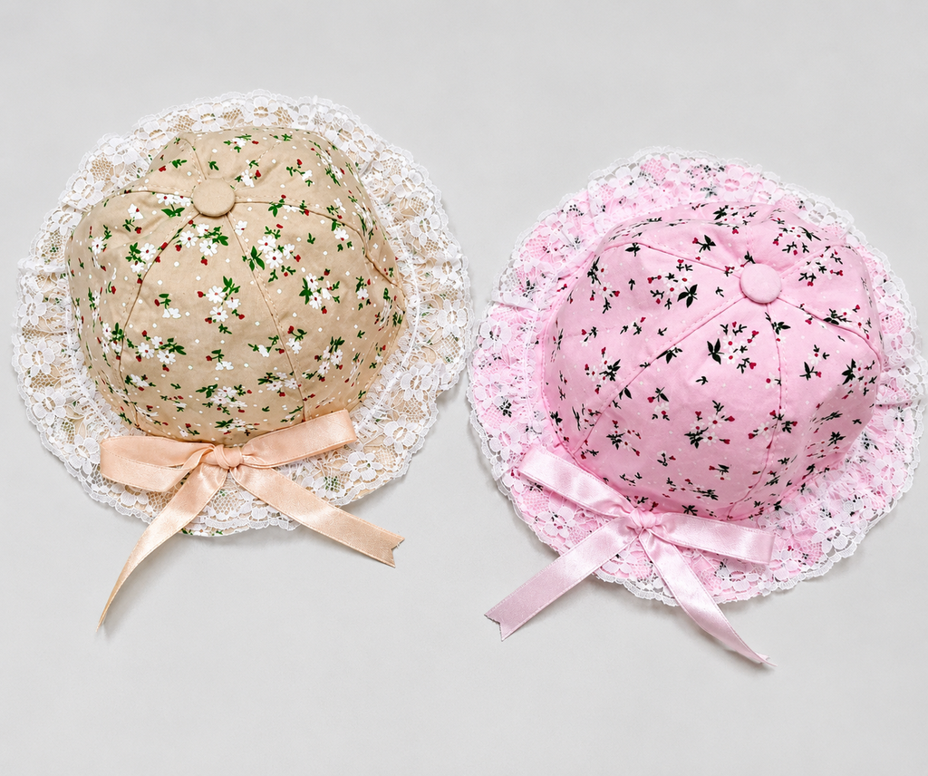 Flower print baby girl hat