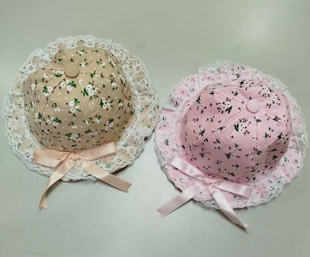 Flower print baby girl hat