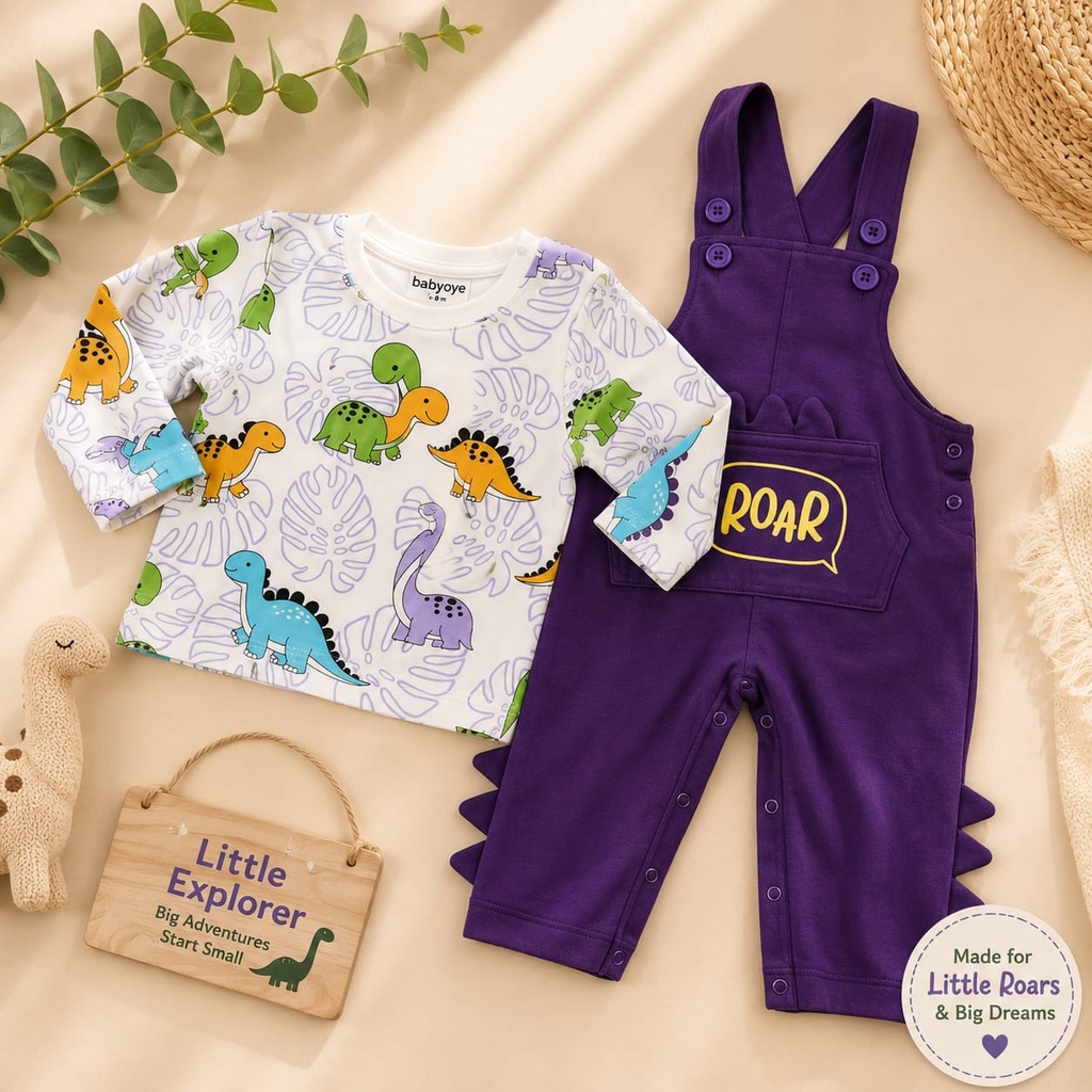 Little Explorer Dino Dungaree Set