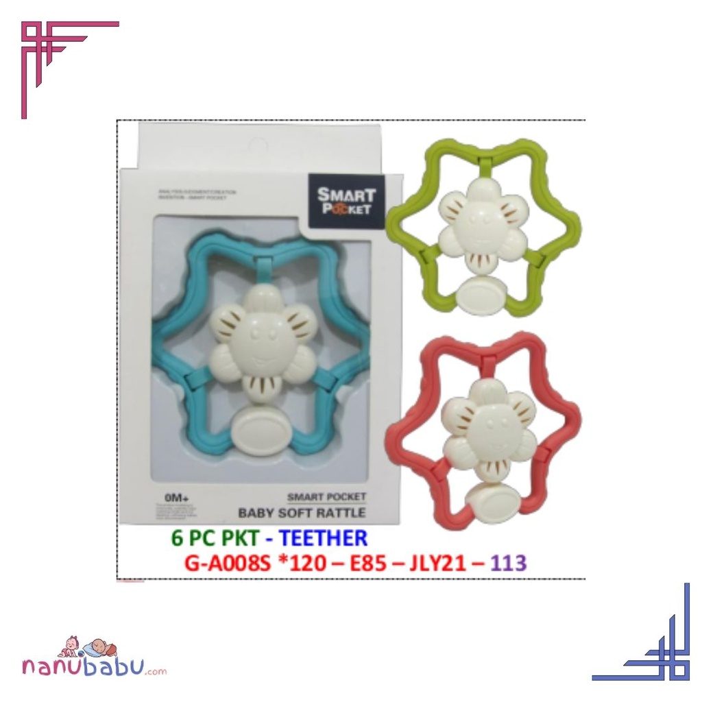 Baby Teether 6 PC PKT G-A008R*120-E85-JLY21
