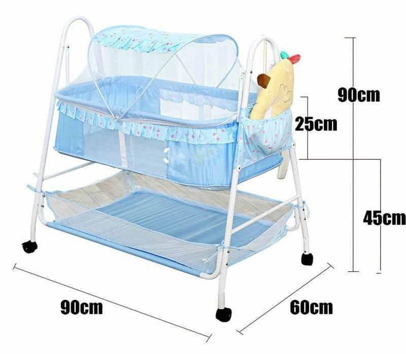 Baby Grow Baby Cradle with Basket Swing Infant Bed with Side Pocket  (Blue)