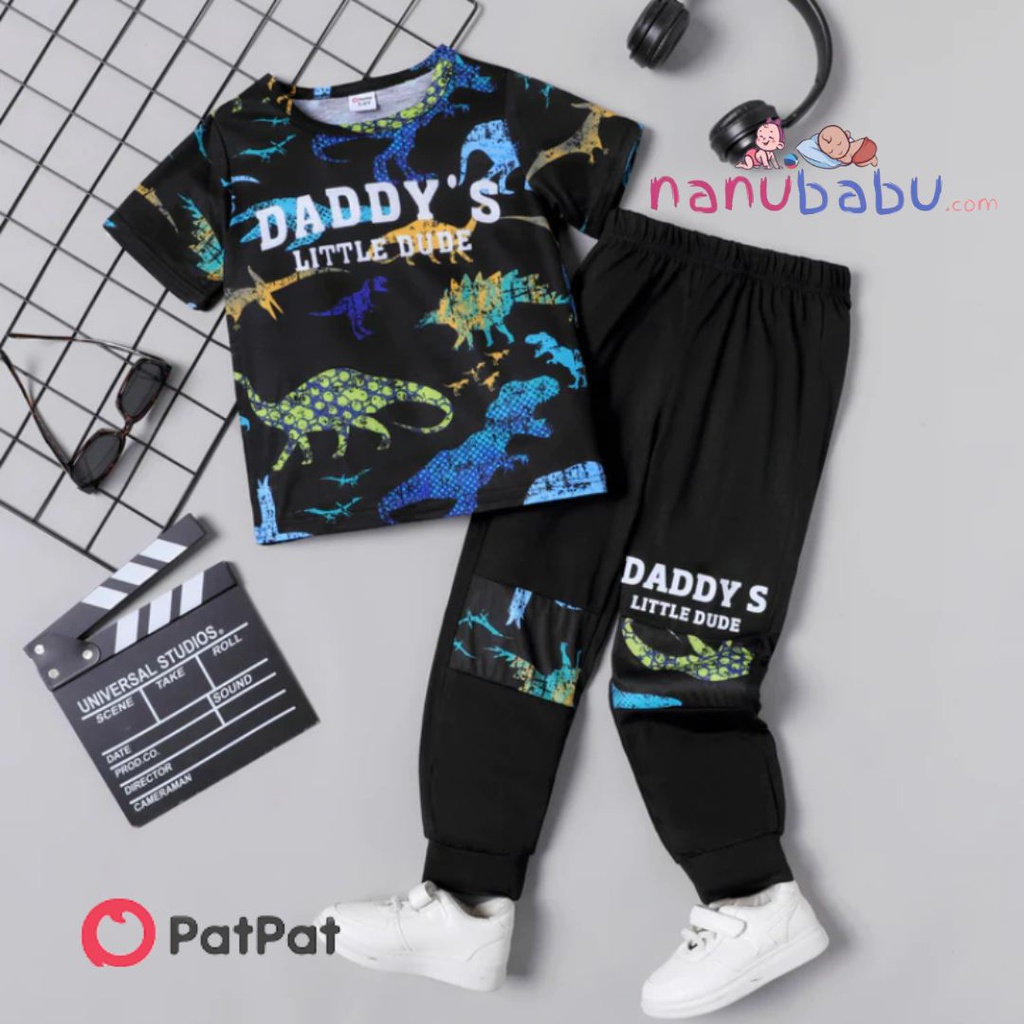 Patpat-(2nb5-20561414)2pcs Kid Boy Animal Dinosaur Print Short-sleeve Tee and Elasticized Pants Set