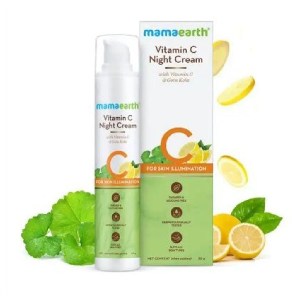 Mamaearth Vitamin Night Cream For Women with Vitamin C and Gotu Kola for Skin Illumination - 50g