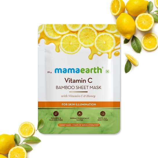 Mamaearth Vitamin C Bamboo Sheet Mask with Vitamin C & Honey - 25gm